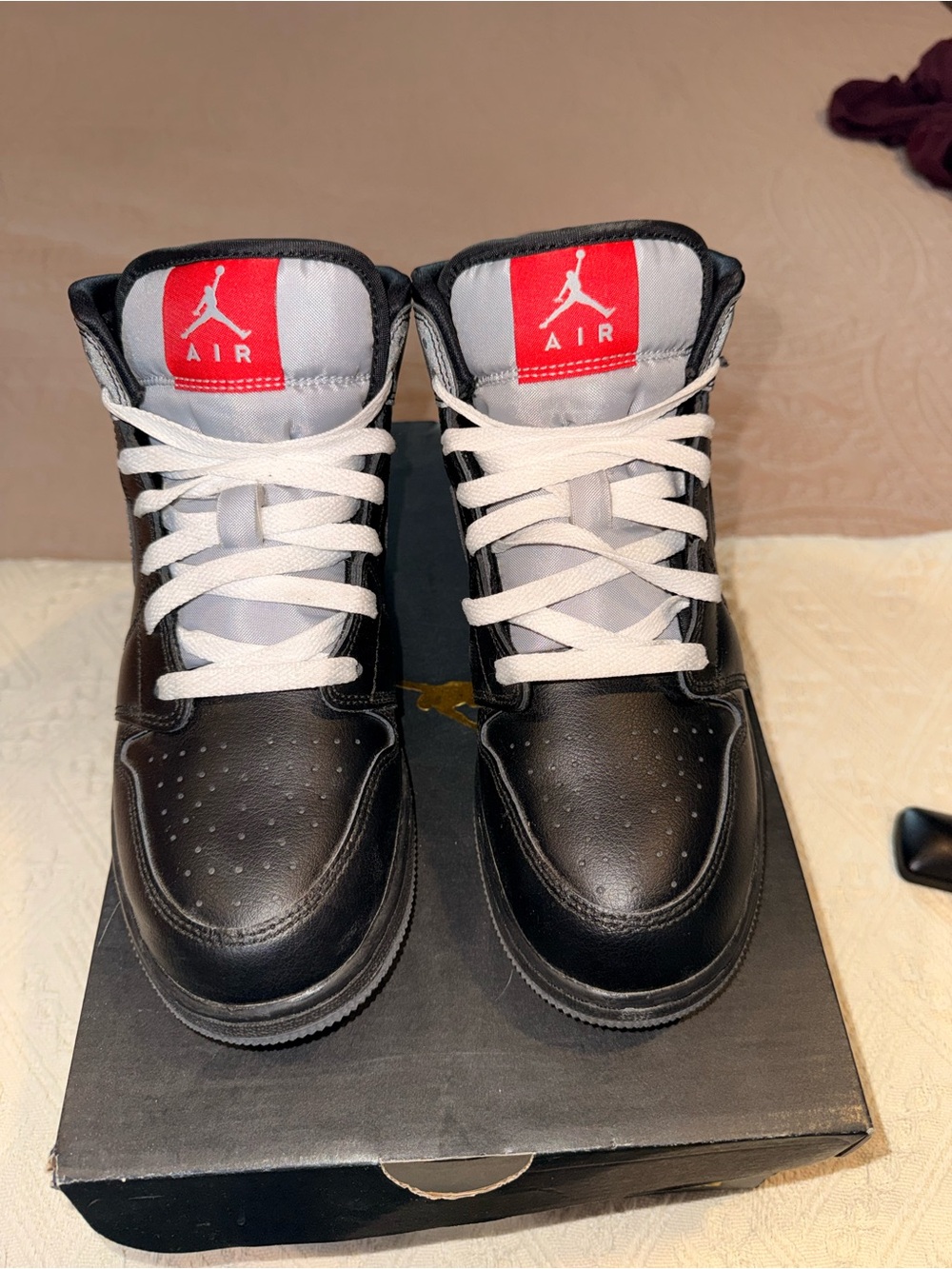 Nike Black, White & Red High-Top Basketball Sneakers